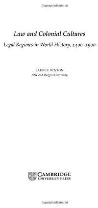 Law and Colonial Cultures (劍橋大學出版社 2001)