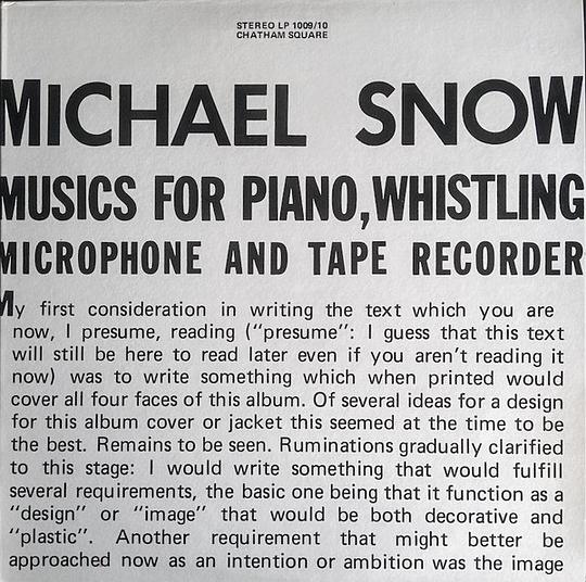 Musics for Piano, Whistling, Microphone, and Tape Recorder