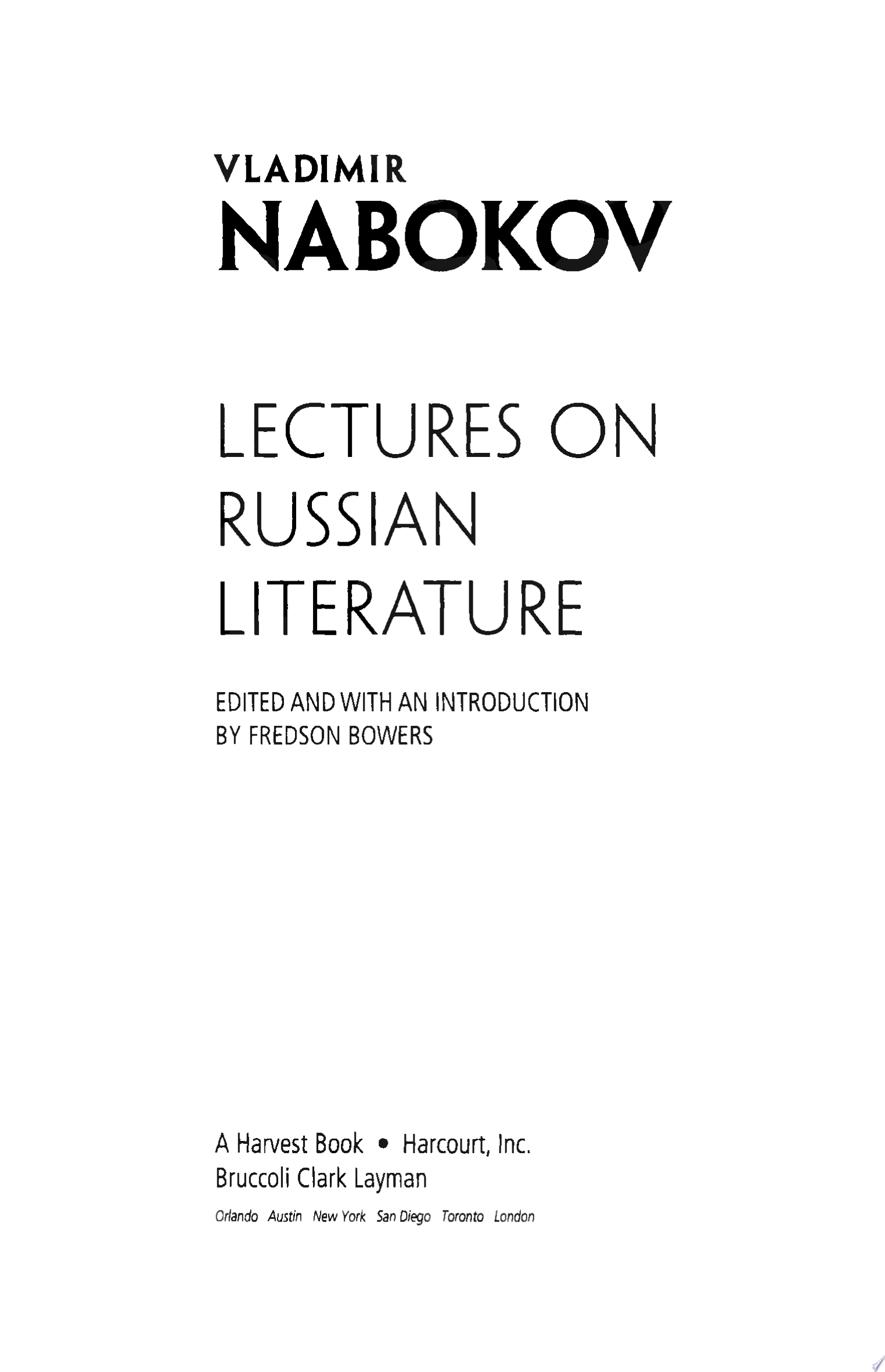 Lectures on Russian Literature