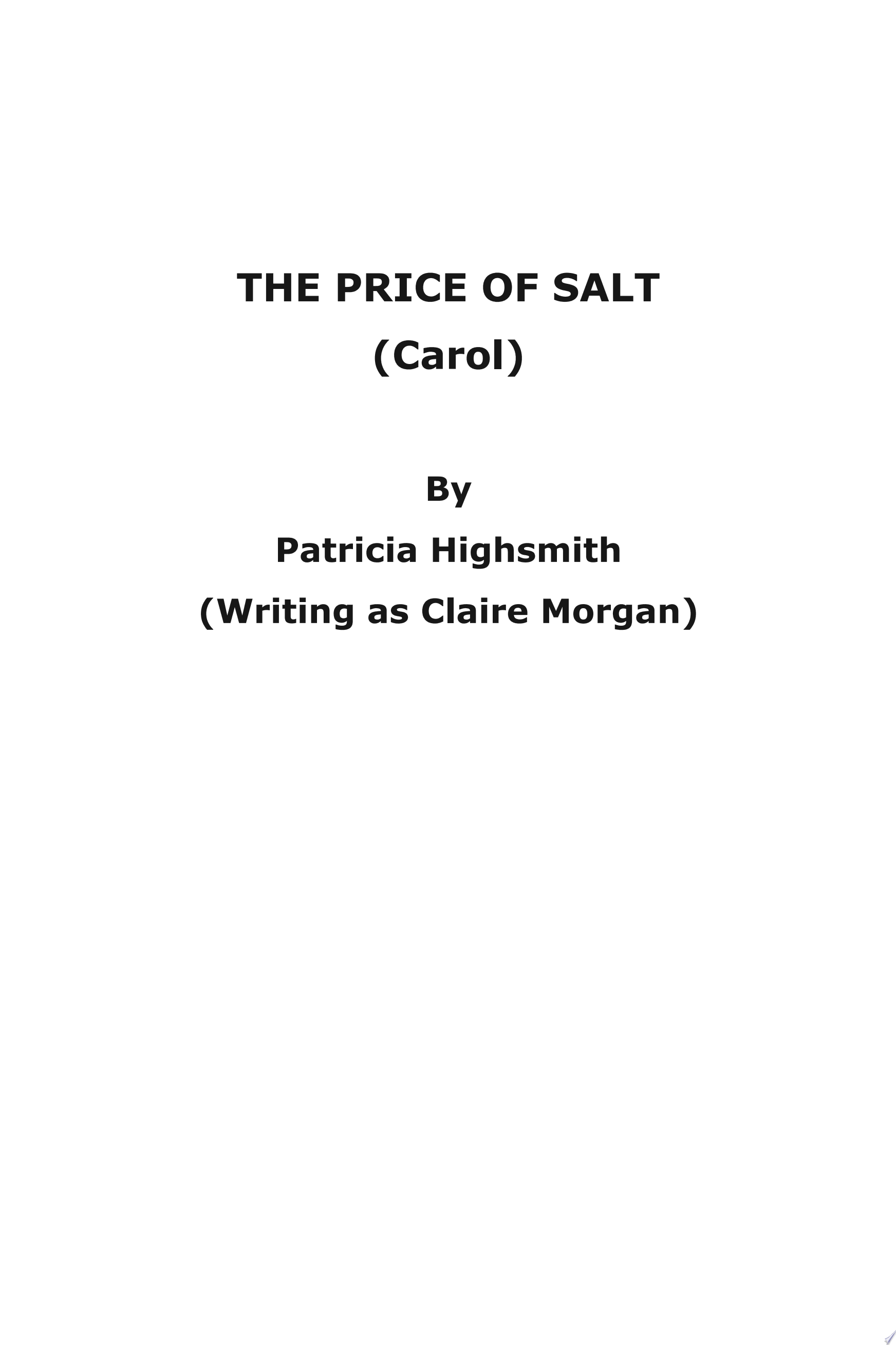 The Price of Salt