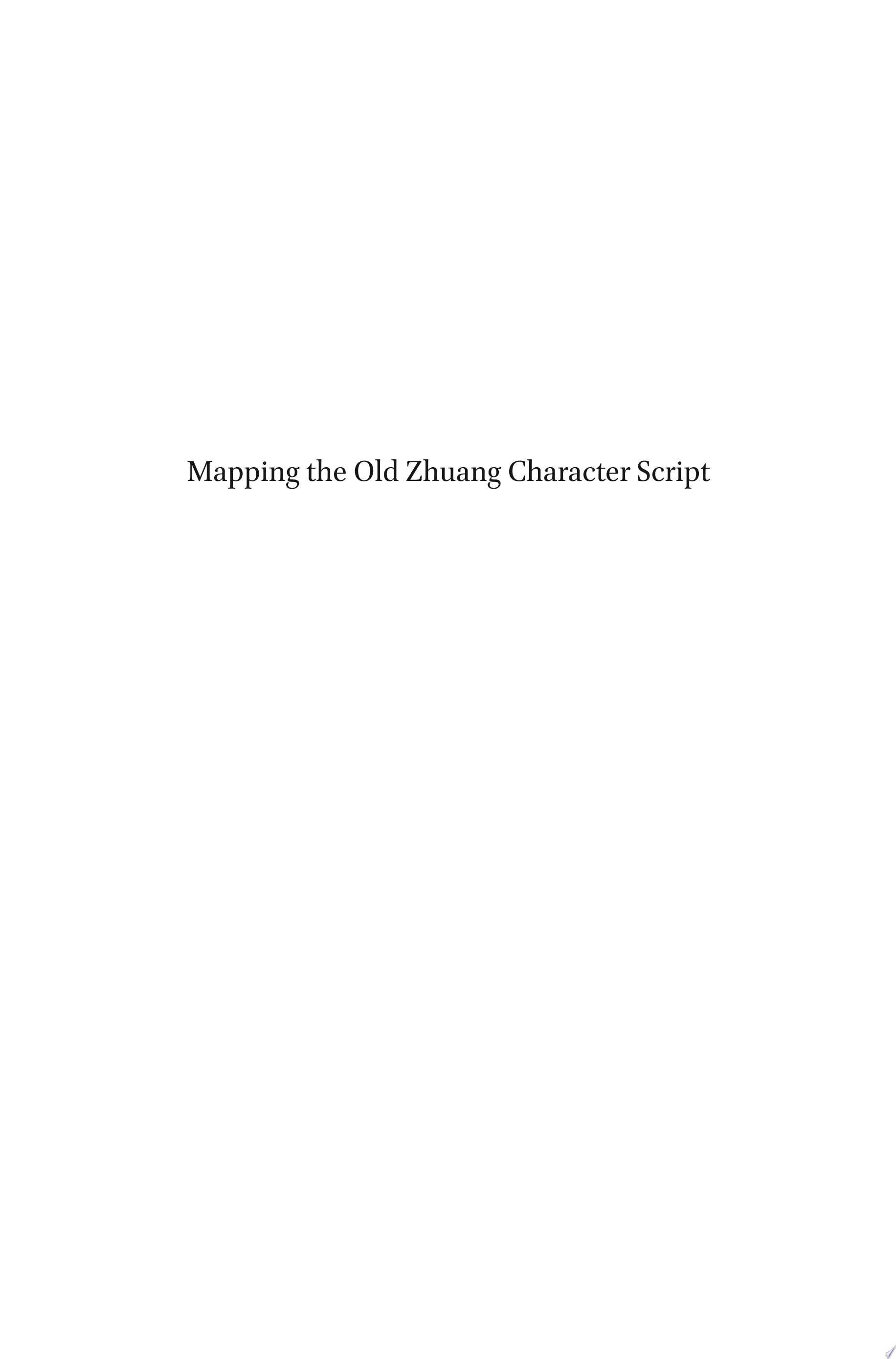 Mapping the Old Zhuang Character Script