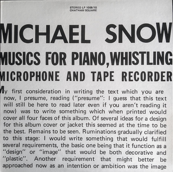 Musics for Piano, Whistling, Microphone and Tape Recorder